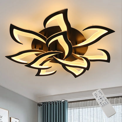 Moderne, dimmbare LED-Deckenleuchte 84W – Schwarz mit Fernbedienung