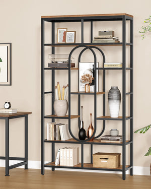 Industrial Bookcase 7 Tiers – Vintage Brown & Black