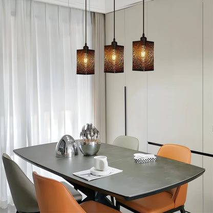 3-Light Pendant Lamp – Black & Gold Metal (E27)
