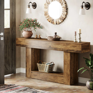 Konsolentisch im Landhausstil, 60 cm – Rustikales Braun & Grau – 160 x 30 x 82 cm