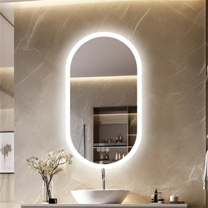 Ovaler LED-Badezimmerspiegel mit Beleuchtung und Antibeschlagfunktion – 50 x 100 cm