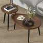 Set of 2 Oval Coffee Tables – Walnut MDF & Black Metal (Neoclassical)