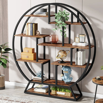 Industrial Bookshelf with Rounded Shape – 14 Compartments