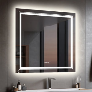 Quadratischer LED-Badezimmerspiegel – Vorder- und Rückbeleuchtung – Dimmbar – Antibeschlag