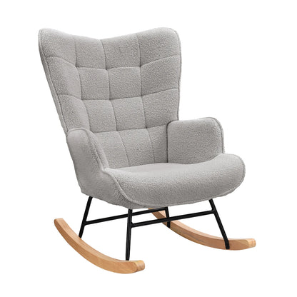 Moderne Schommelstoel – Teddy Stof – Comfortabel & Stijlvol