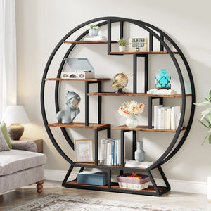 Industrial Bookshelf with Rounded Shape – 14 Compartments