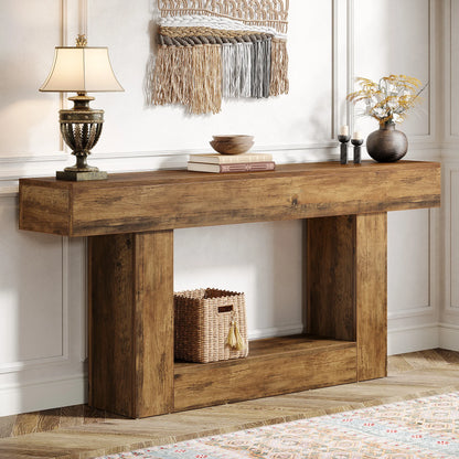 60 cm Farmhouse Console Tafel – Rustiek Bruin &amp; Grijs – 160 x 30 x 82 cm