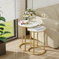 Luxury Nesting Side Table Set - Sintered Stone & Gold Metal