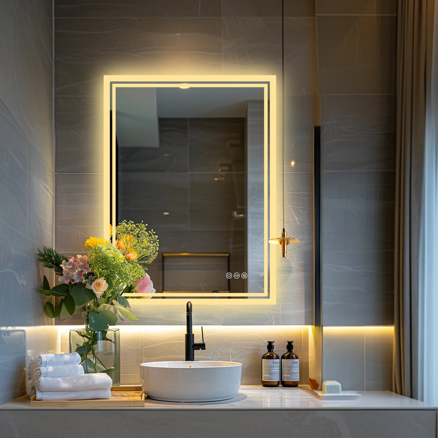 LED Bathroom Mirror with Light & Magnification – Frameless, Anti-Fog