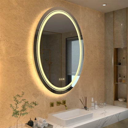 Oval LED Bathroom Mirror – Illuminated, Anti-Fog & Touch Sensor