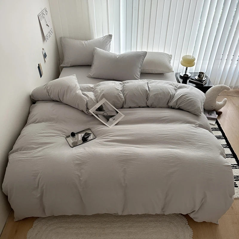 Bettwäsche-Set aus 100 % Baumwolle – 4-teilig (vorgewaschen, 160 g/m²)