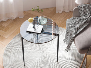 Modern Glass Side Table – Tempered Glass & Black Metal
