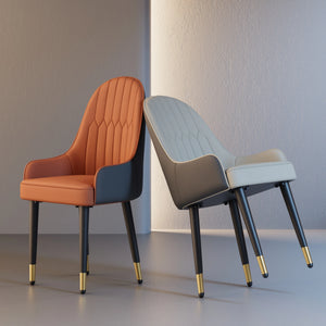 Set of 2 Luxury Dining Chairs - Microfiber Silicone Leather