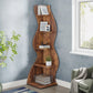 Vintage 5-Tier Corner Bookcase – Brown Design with a Natural Look