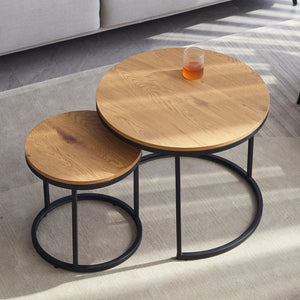 Rundes Couchtisch-Set, 2-teilig – Nordisch & Platzsparend