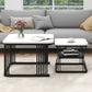 Moderne 2-Delige Salontafel Set – Wit Marmerlook – Zwart Stalen Frame