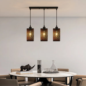 3-Light Pendant Lamp – Black & Gold Metal (E27)