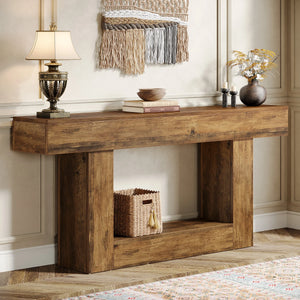 Konsolentisch im Landhausstil, 60 cm – Rustikales Braun & Grau – 160 x 30 x 82 cm