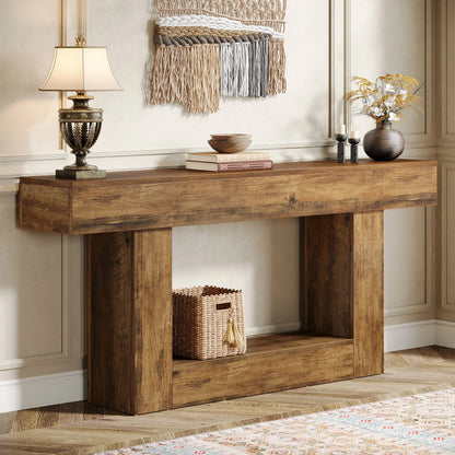 60 cm Farmhouse Console Tafel – Rustiek Bruin &amp; Grijs – 160 x 30 x 82 cm