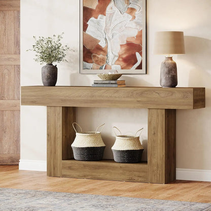 60 cm Farmhouse Console Tafel – Rustiek Bruin &amp; Grijs – 160 x 30 x 82 cm