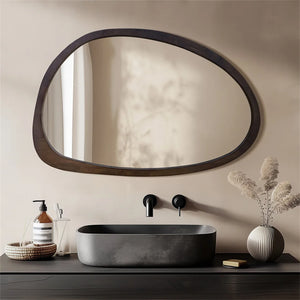 Asymmetrischer Wandspiegel – Rahmen aus Walnussholz – 50 x 70 cm / 60 x 90 cm