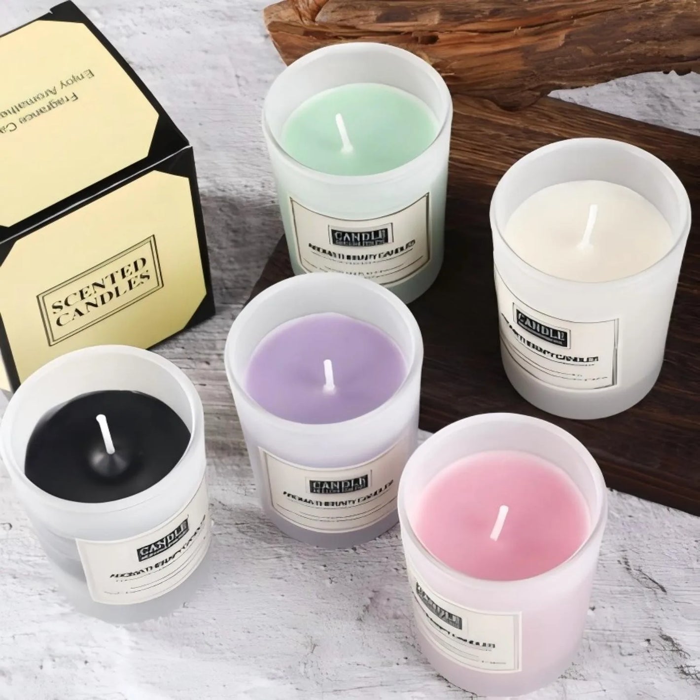 Handgefertigte Aromakerze – Farbglas & Pflanzenwachs