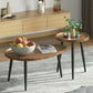 Set of 2 Oval Coffee Tables – Walnut MDF & Black Metal (Neoclassical)