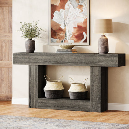 60 cm Farmhouse Console Tafel – Rustiek Bruin &amp; Grijs – 160 x 30 x 82 cm