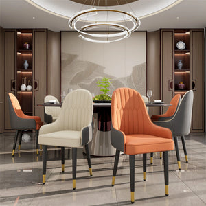 Set of 2 Luxury Dining Chairs - Microfiber Silicone Leather