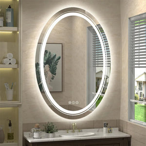 Oval LED Bathroom Mirror – Illuminated, Anti-Fog & Touch Sensor
