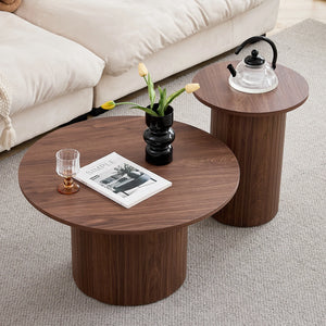 Set of 2 Round Coffee Tables – Nordic Design (70 cm & 40 cm) 