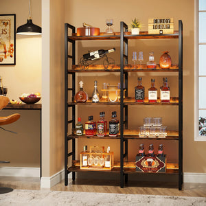 5-Tier Industrial Bookshelf – Double Wide