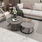 Set of 2 Round Coffee Tables – Sintered Stone & Metal (Nested Design)