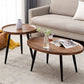 Set of 2 Oval Coffee Tables – Walnut MDF & Black Metal (Neoclassical)
