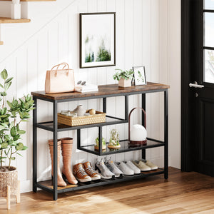Industrial Console Table with 4 Tiers – Narrow & Vintage Design