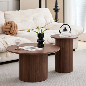 Set of 2 Round Coffee Tables – Nordic Design (70 cm & 40 cm) 