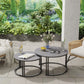 Set of 2 Round Coffee Tables – Sintered Stone & Metal (Nested Design)