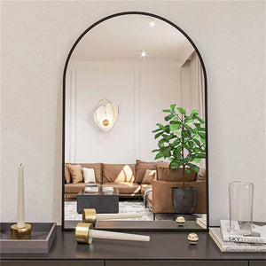 Arched Wall Mirror – Modern Black Frame