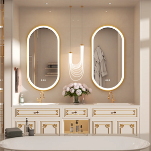 LED Oval Bathroom Mirror – Gold Frame, CRI 95%, Anti-Fog