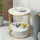Round Side Table with Sintered Stone Top – Gold & White