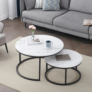 Rundes Couchtisch-Set, 2-teilig – Modern & Platzsparend