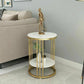 Round Side Table with Sintered Stone Top – Gold & White