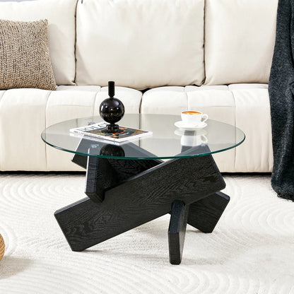 Ronde Salontafel met Glazen Blad