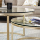 2-in-1 Round Coffee Table Set – Metal & Marble Look – Modern Design