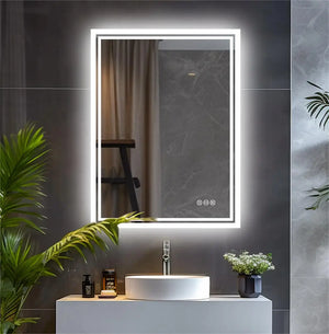 LED Bathroom Mirror with Light & Magnification – Frameless, Anti-Fog