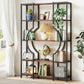 Industrial 5-Tier Bookcase – Geometric Design (Metal & Rustic Wood)